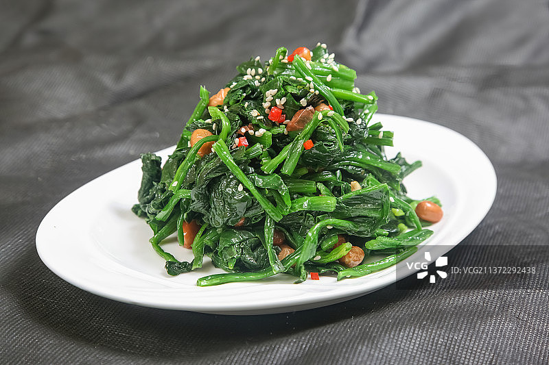 中餐美食-菠菜拌花生米图片素材