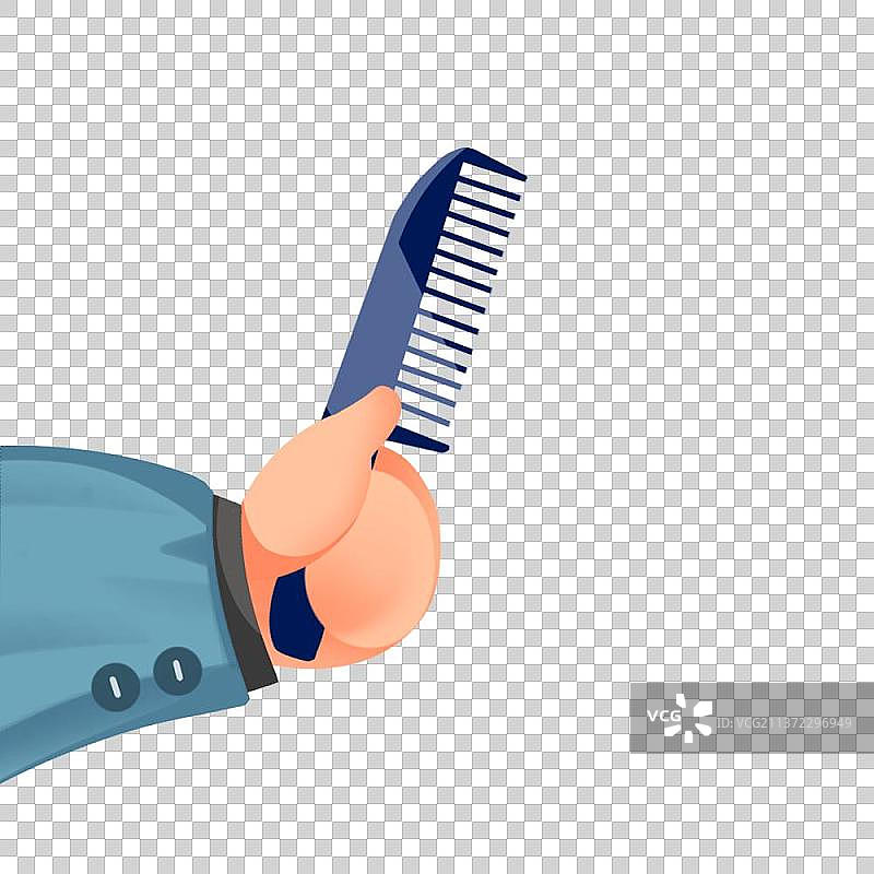 拿着木梳的手，卡通手绘免扣素材图片素材