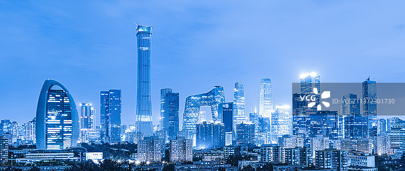 北京城市天际线 北京国贸CBD夜景全景图片素材