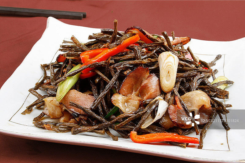 中餐美食-干豆角炒腊肉图片素材