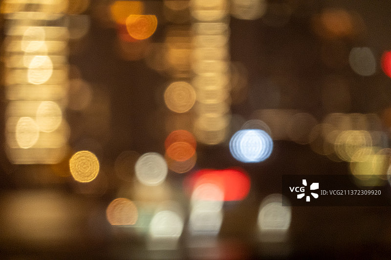 上海城市夜景色彩斑斓的光斑图片素材