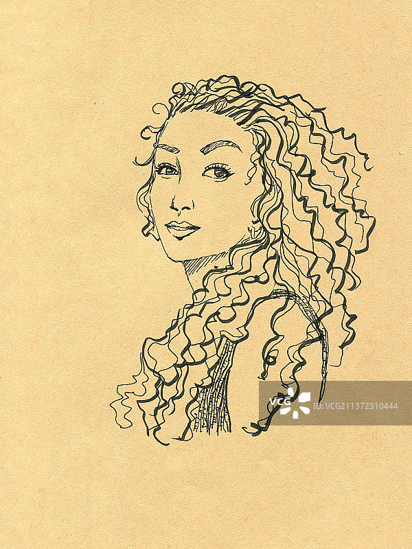 钢笔人物肖像美女图片素材