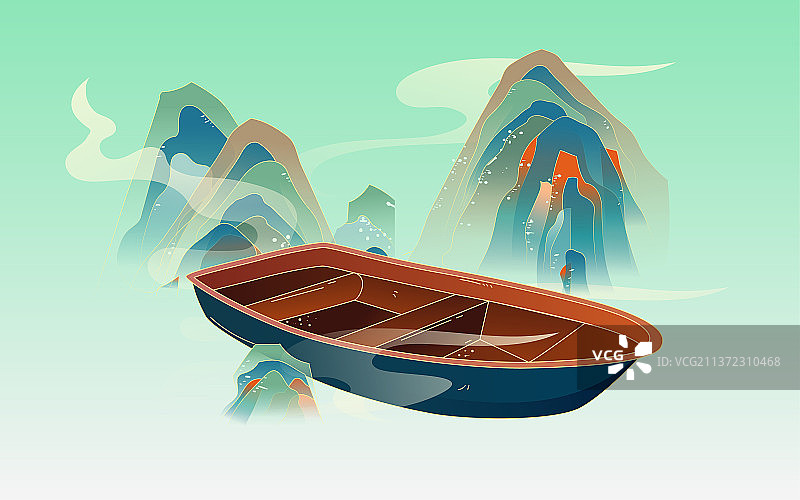 谷雨节气下雨天国潮插画清明节山水风景海报图片素材