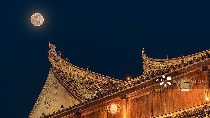 中秋节老街墙头图片素材