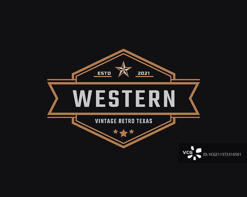 经典复古风格西部标签徽章图片素材