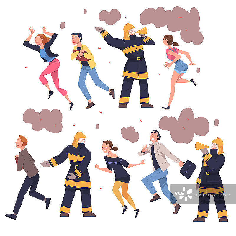 消防员警告民众的火灾紧急情况图片素材