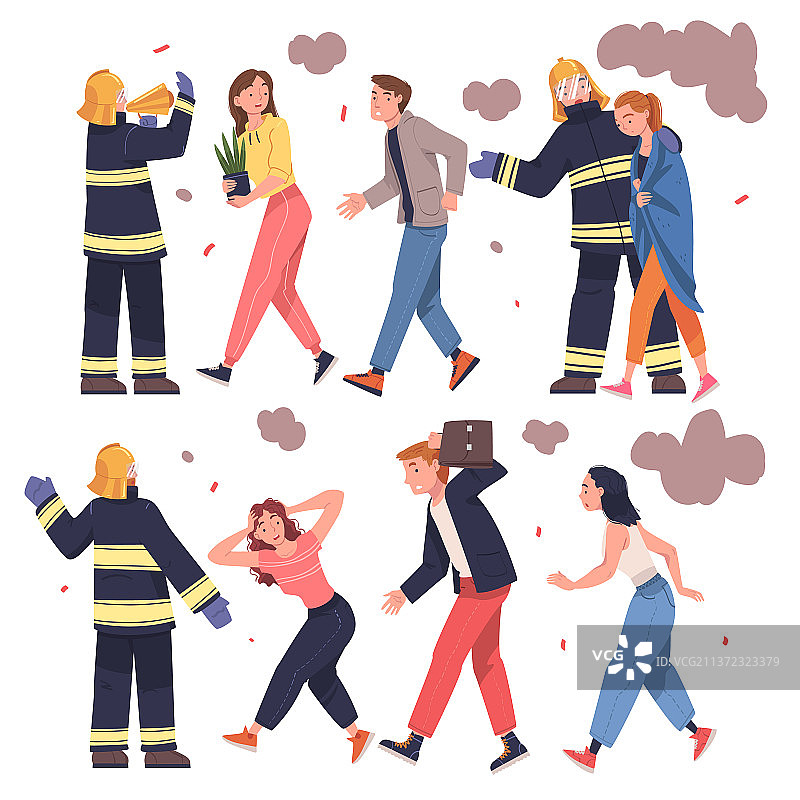 消防员警告民众的火灾紧急情况图片素材