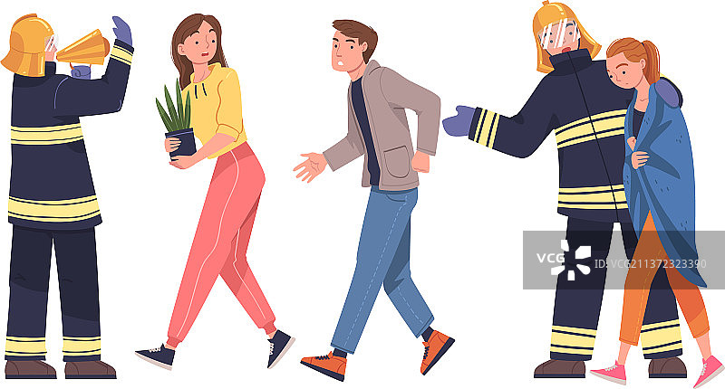 消防员警告民众的火灾紧急情况图片素材