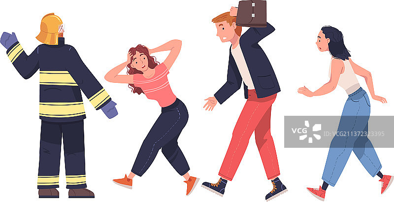 消防员警告民众的火灾紧急情况图片素材