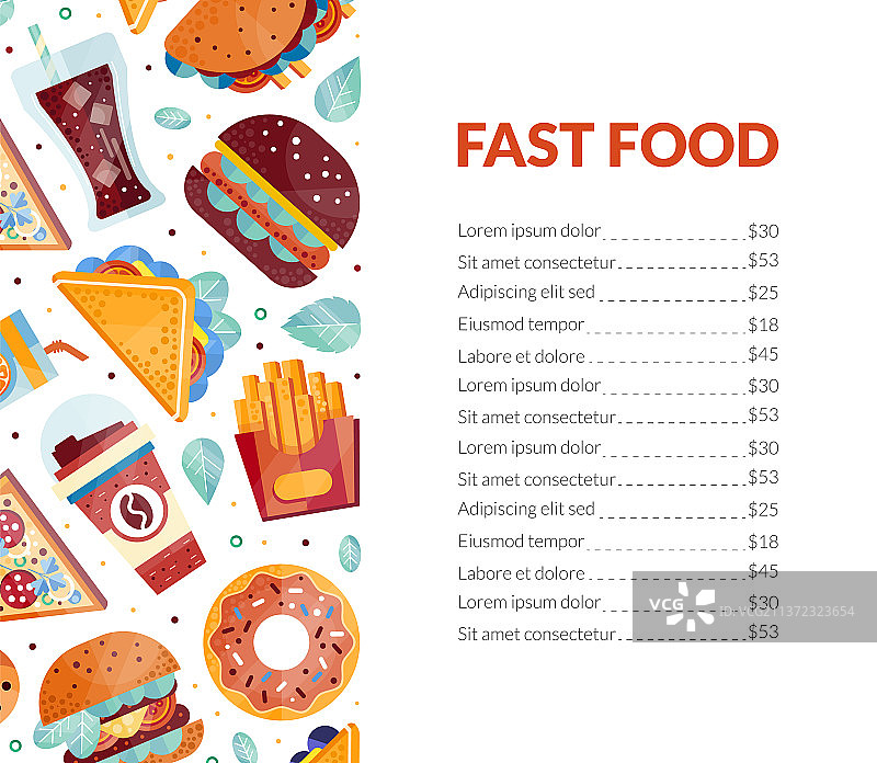 新鲜快餐和饮品菜单banner图片素材