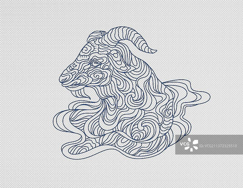 羊生肖图形线条图案图片素材