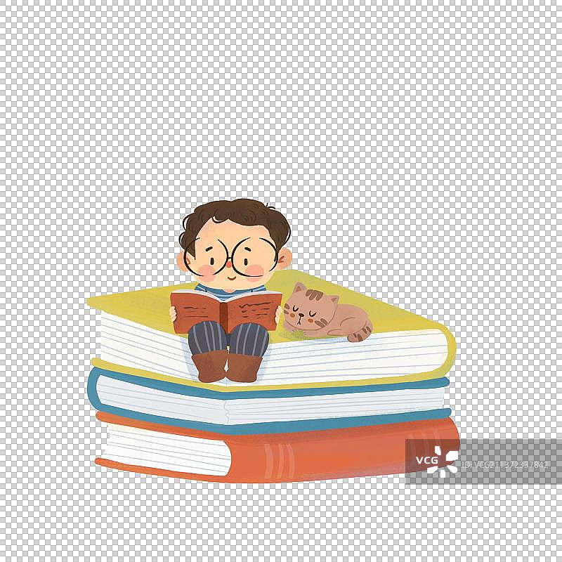世界读书日书本男孩读书图片素材