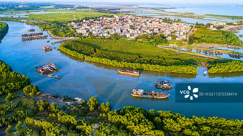 通明渔港图片素材