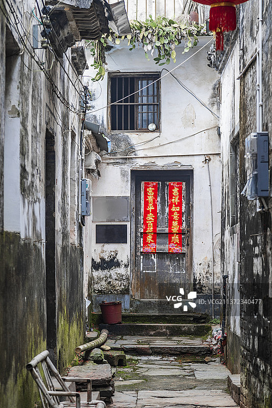 婺源汪口景区门上的对联图片素材