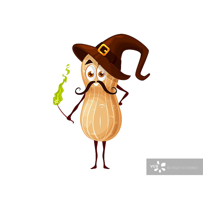 带魔法棒的花生巫师角色图片素材