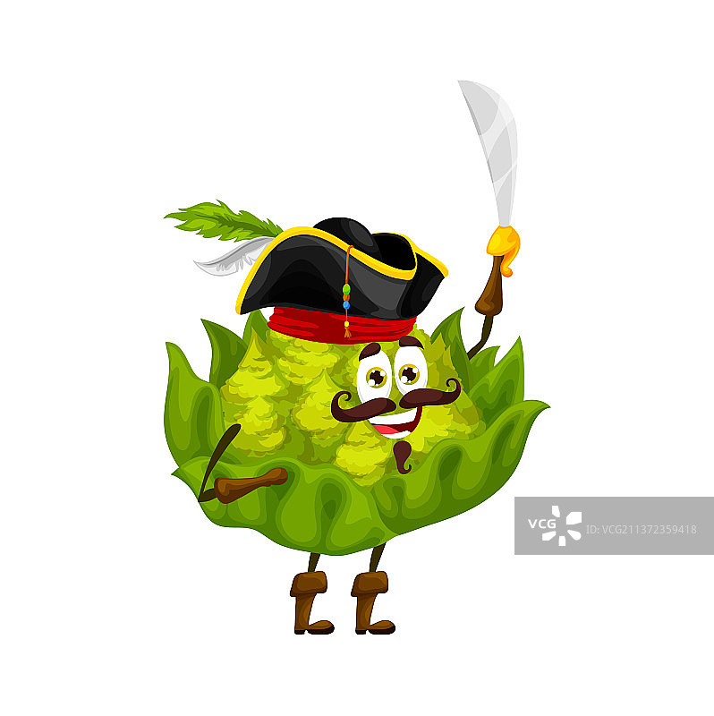 卡通罗马花椰菜海盗船长图片素材