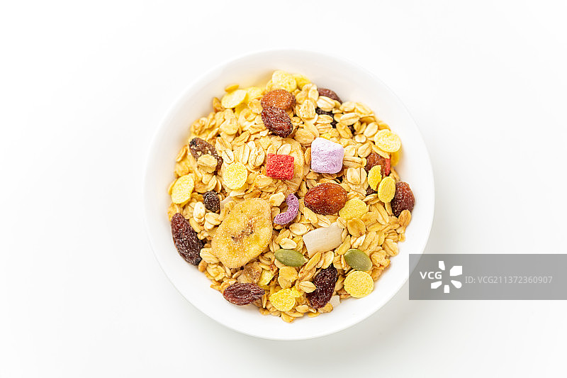 燕麦片特写白色背景图片素材