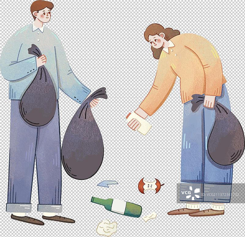 捡垃圾的两个人图片素材