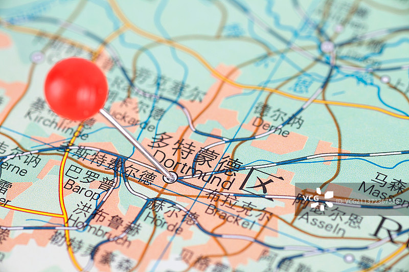 德国城市多特蒙德在地图上的位置标注图片素材