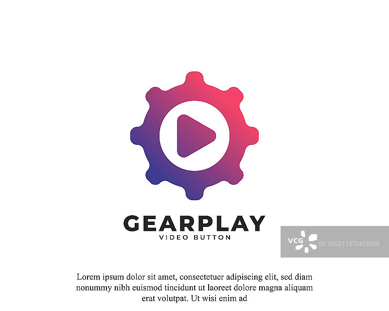 播放符号与齿轮图标logo设计图片素材