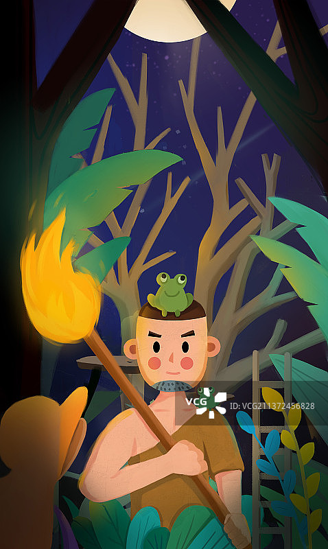 原始人夏天森林探险图片素材