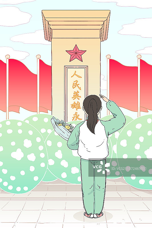 清明节英雄纪念碑扫墓图片素材