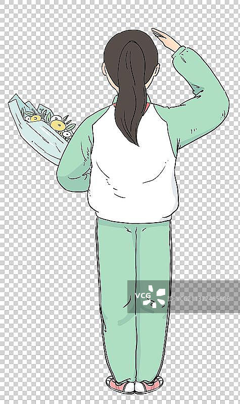 敬礼献花的学生图片素材