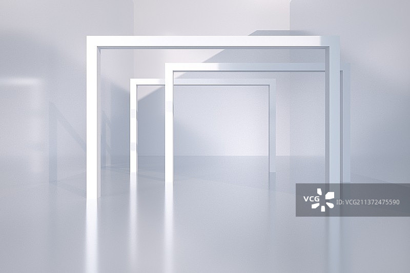 3D渲染光滑平整的空旷室内地面地板图片素材