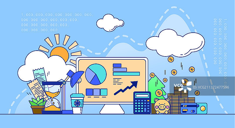 金融线条风插画图片素材