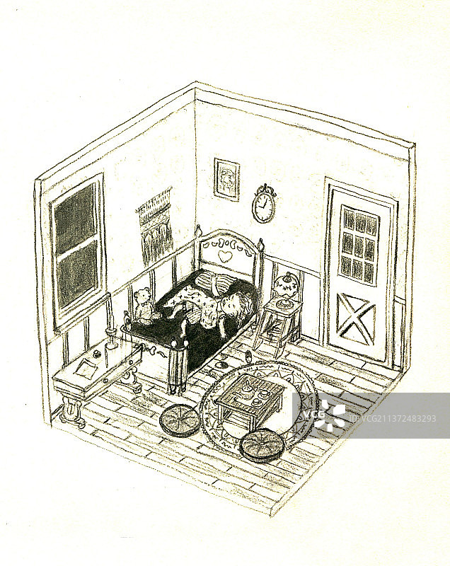 炭笔卧室模型图片素材