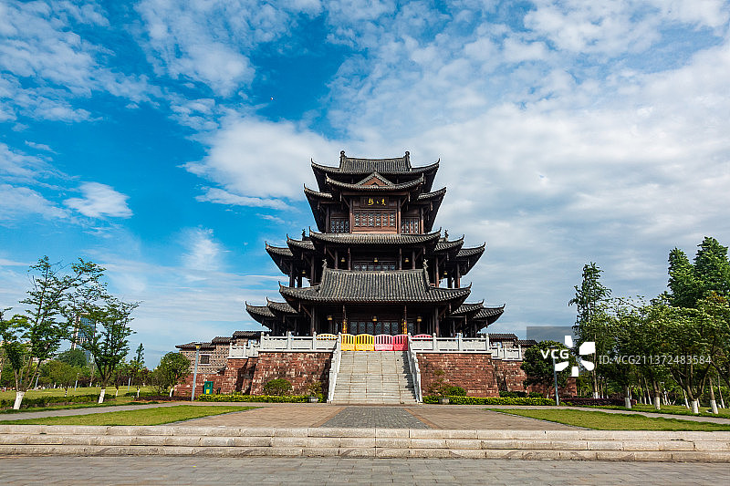 湖南衡阳东洲岛夫子楼古建筑图片素材