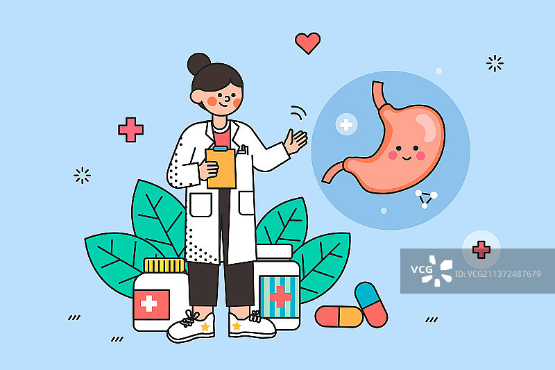 呵护胃部健康矢量插画图片素材