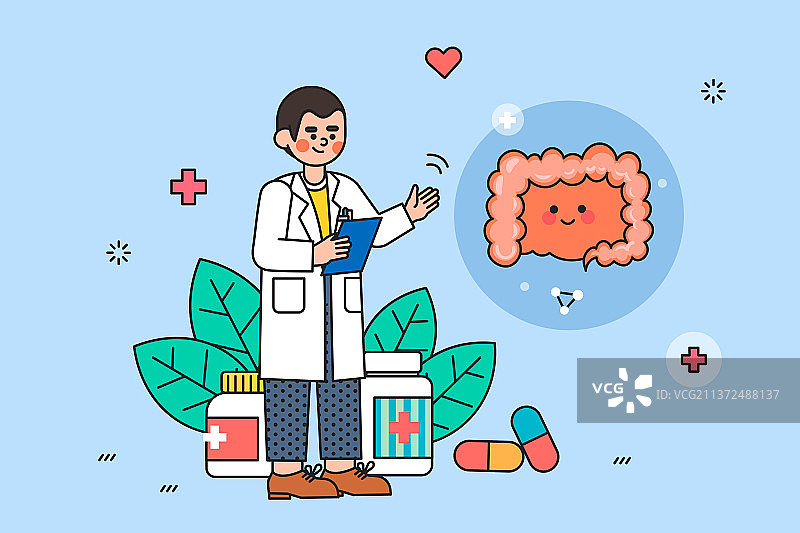 医生治疗消化道相关疾病矢量插画图片素材
