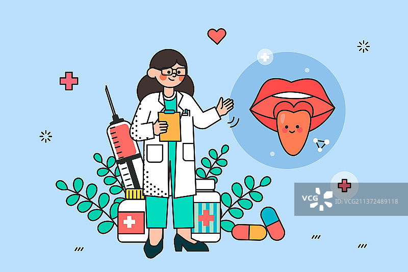 医生治疗口腔相关疾病矢量插画图片素材