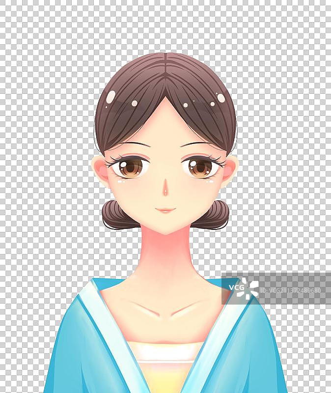 美丽的少女头像，正面视角，卡通人物免扣素材图片素材