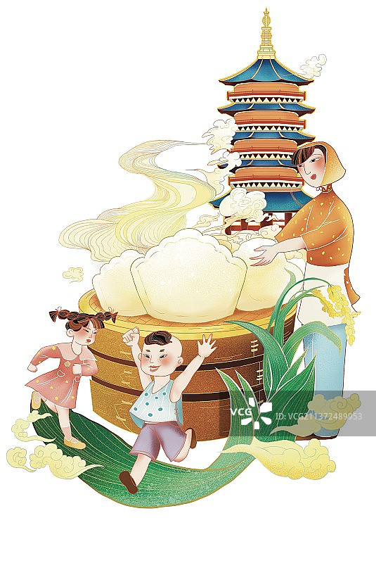 国潮风＿儿时的美味图片素材