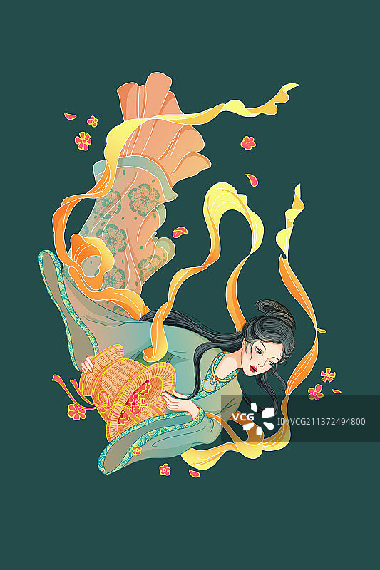 飞着撒花的仙女图片素材