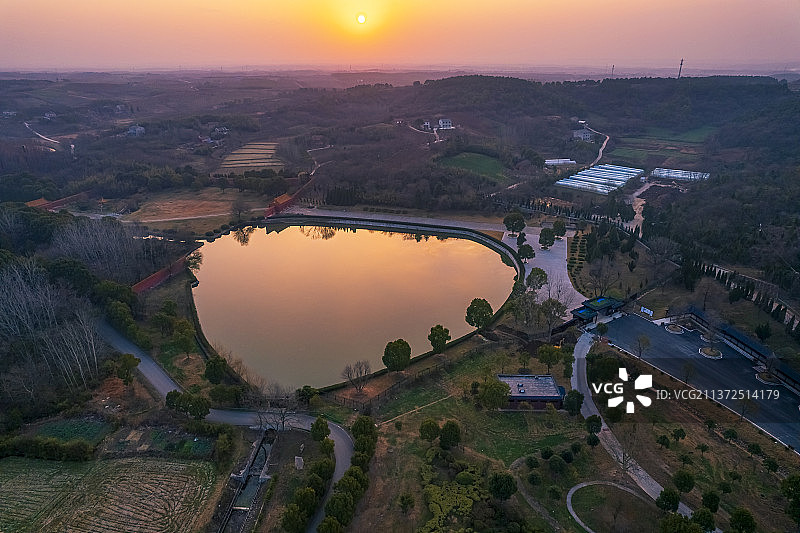 湖北荆门钟祥明显陵航拍图片素材