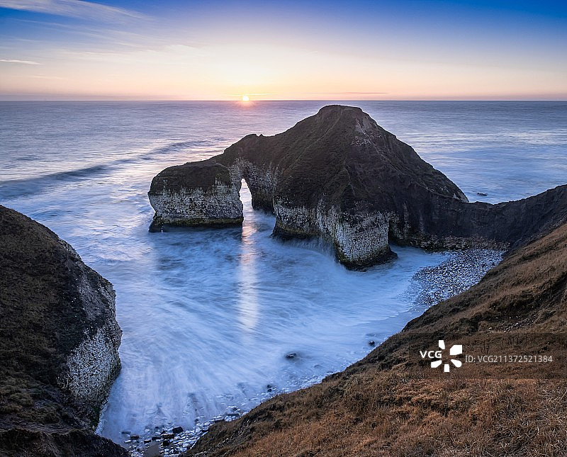 日落时分的海景，英国约克郡图片素材