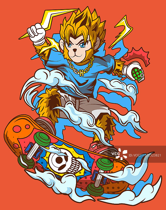 潮流插画-雷猴图片素材