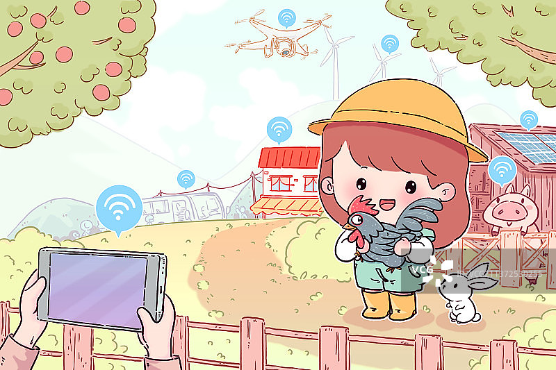 智慧新农村建设图片素材