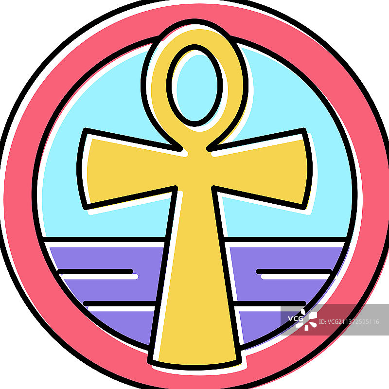 十字安卡彩色图标图片素材