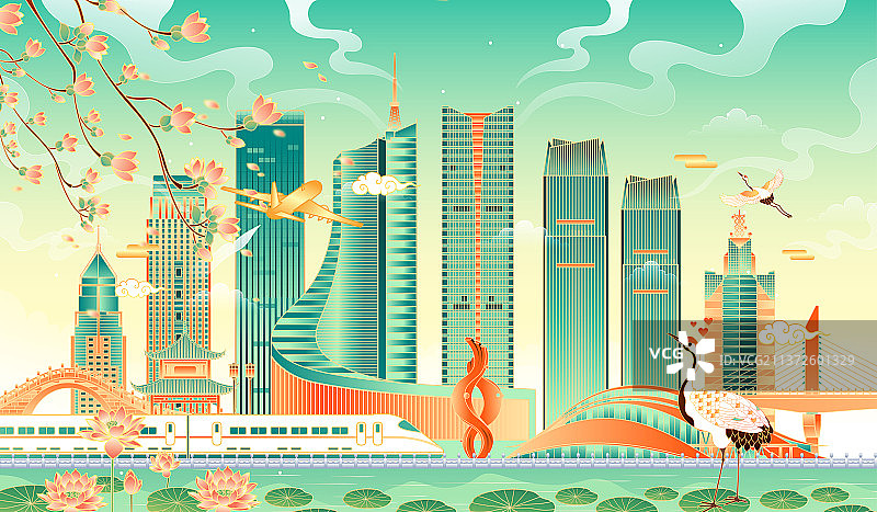 安徽合肥城市建筑矢量插画图片素材