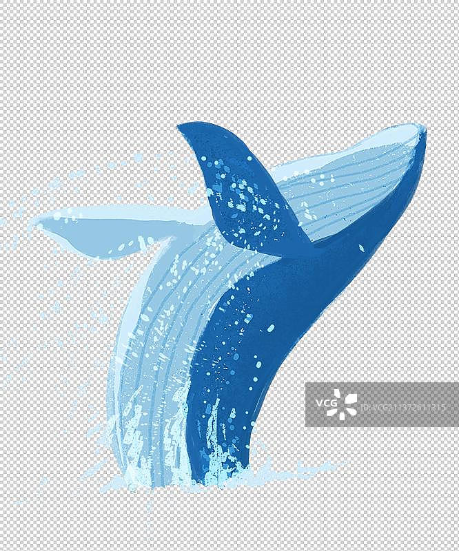 海边住宅鲸鱼元素图片素材