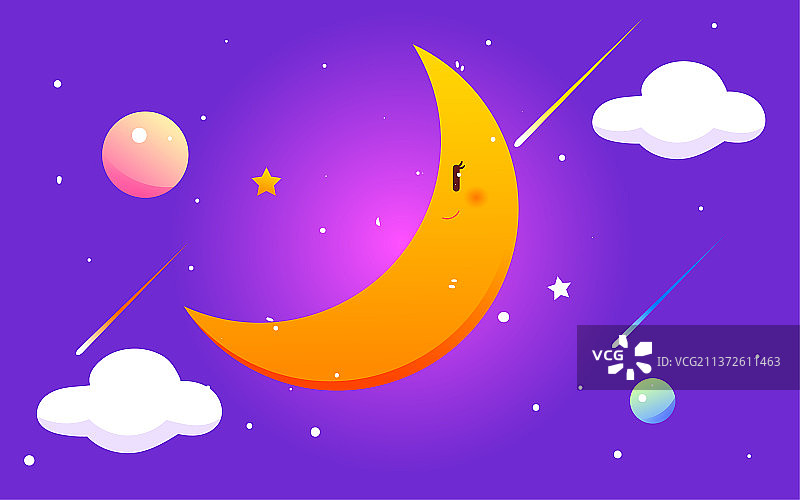 世界睡眠日女孩抱着月亮睡觉童话世界插画图片素材