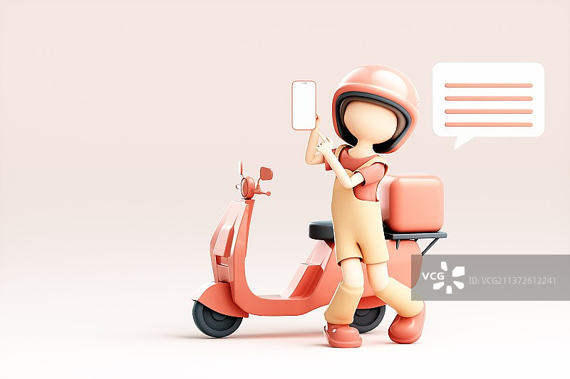 3D渲染的可爱卡通女孩图片素材