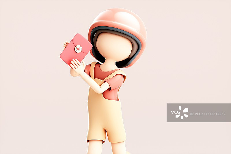 3D渲染的可爱卡通女孩图片素材