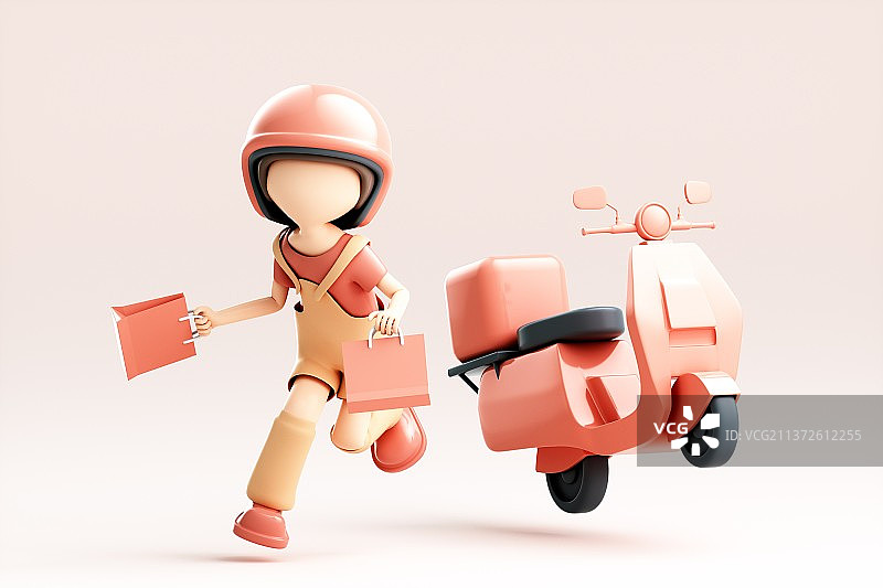 3D渲染的可爱卡通女孩图片素材