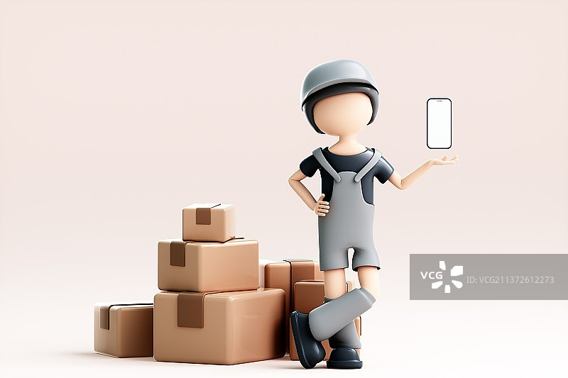 3D渲染的可爱卡通女孩图片素材