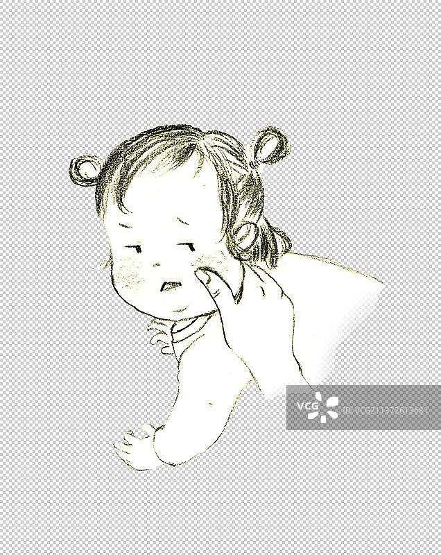 炭笔手绘宝宝元素图片素材